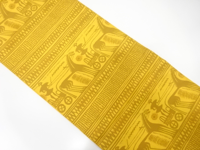 横段に馬車模様織り出し　袋帯